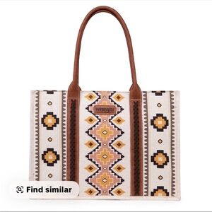 Wrangler Women's Tote with Geometric Design - Tan and Cream